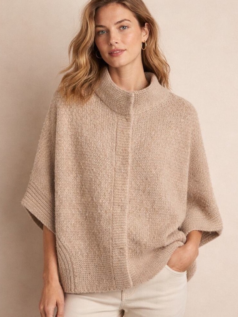 Anthropologie Angel of North Tan Poncho Cardigan S